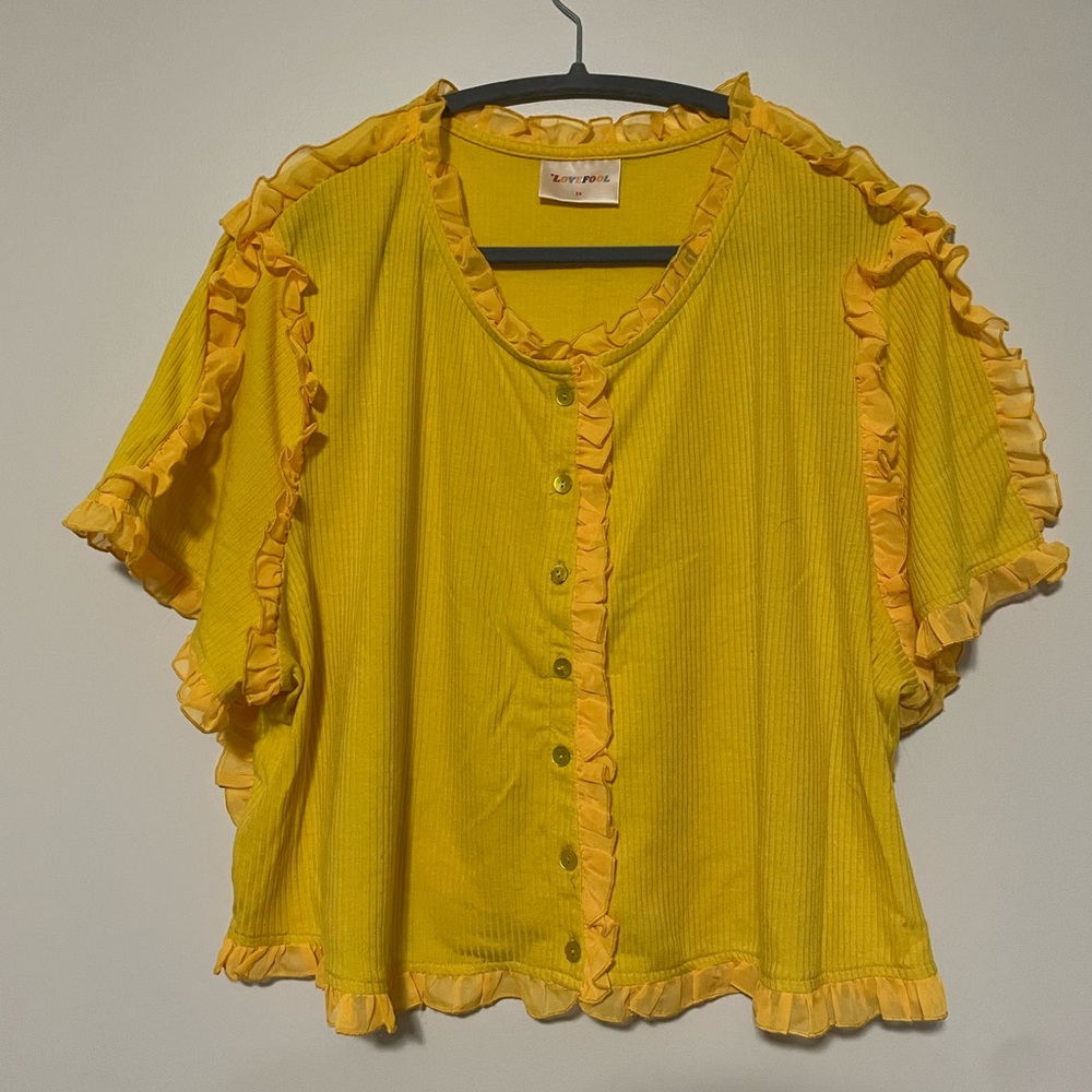 Lovefool Yellow Ruffled Crop Top